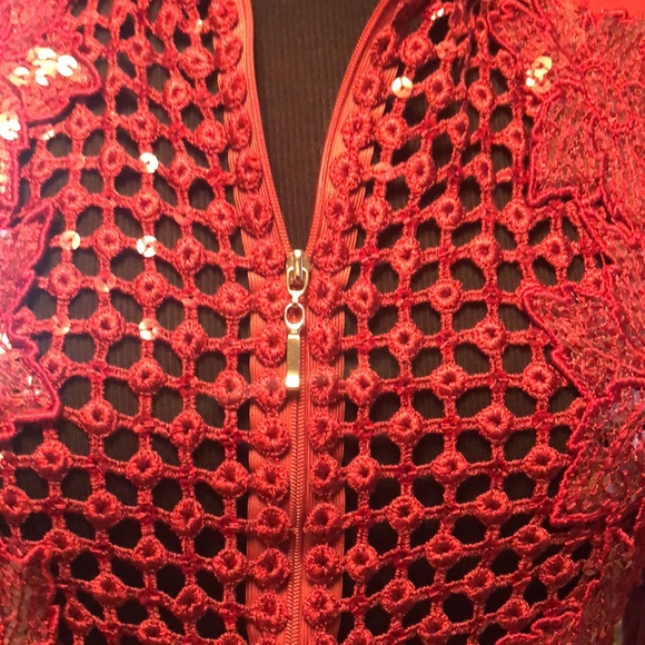 Beautiful Red Sequin Women’s Long Sleeved Jacket Made in France - Picture 7 of 15